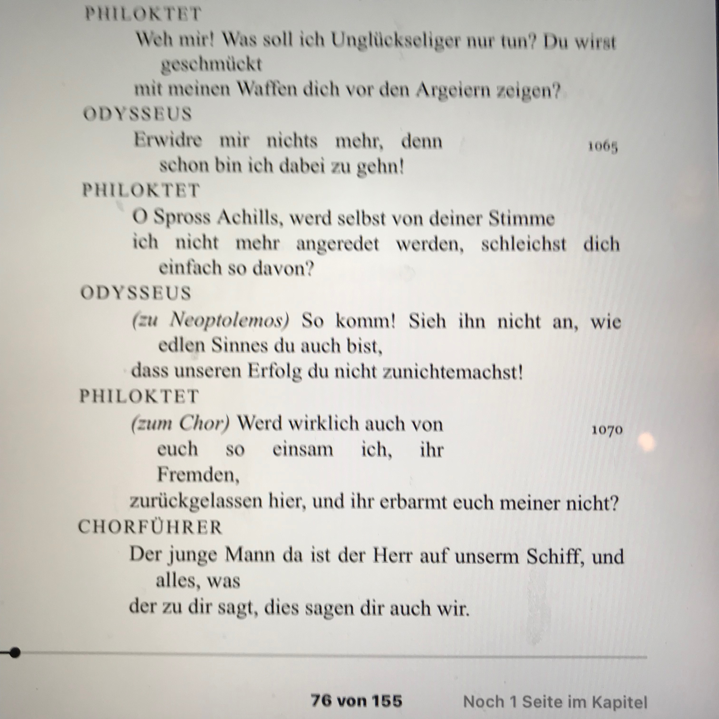 Modernes Schriftbild: der selbe Textauszug in deutscher Übersetzung als eBook, herausgegeben von Diogenes.